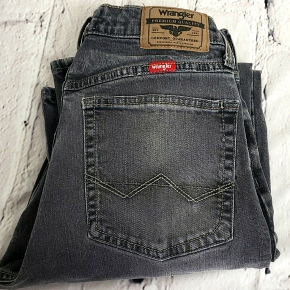 Wrangler Straight Fit Flex Faded Black Grey Jeans 29x29 GUC - Picture 12 of 13